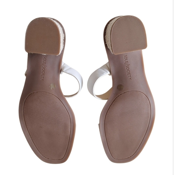 Sole Society Lunespa White Two Strap Block Heel Sandals Espadrille - Picture 6 of 8